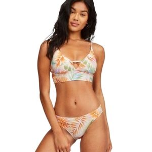 BILLABONG ISLAND CALLING BIKINI BOTTOMS WITH V-NECK BIKINI TOP•M-Top & L-Bottoms